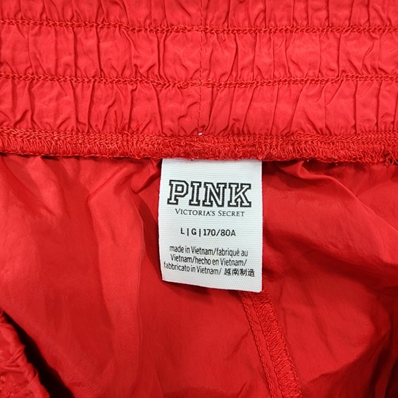 PINK Victoria's Secret Shorts Womens L Red White Side Snap Athletic Running Gym - Picture 4 of 11